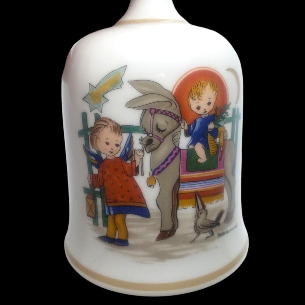 Sister Berta Hummel Christmas 1976 Porcelain Bell Schmid Bros Children w/ Donkey